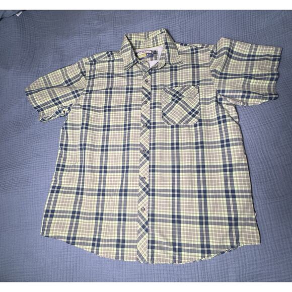 Magellan Shirt Mens Extra Large Green Plaid Mag Wick Loose Fit Untuck Fish Gear - Picture 1 of 7